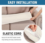 H.VERSAILTEX Super Stretch Individual Seat Cushion Covers - Sofa & Couch Cushion Slipcover Sets - Thick Jacquard Textured Twill Fabric (3 Piece XL, Porcelain White)