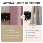 Joydeco Blackout Curtains for Bedroom - 100% Light Blocking 2 Panels Set Pink Drapes 66" W x 96" L, Thermal Insulated Room Darkening Curtains, Linen Textured for Living Room, Rod Pocket & Back Tabs
