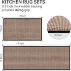 eqivei Kitchen Rugs and Mats Non Skid Washable Set of 2 PCS, Absorbent Runner Rugs for Kitchen, Front of Sink, Kitchen Mats for Floor, 17.3"x 47"+17.3"x 29" (Black)