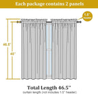 OWENIE Sheer Curtains Ivory, 45" Long Light Filtering Tiers for Kitchen, Bedroom, Short Panels Rod Pocket 2 Panels, Cafe Curtains Small Window, 42" W x 45" L