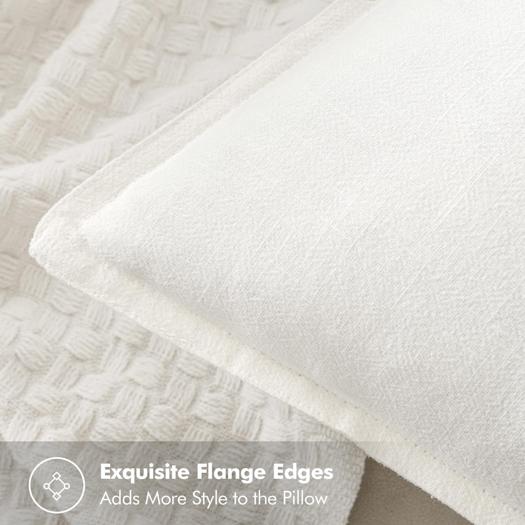 MIULEE Decorative Linen Euro Sham Pillow Covers 26x26 Cream White
