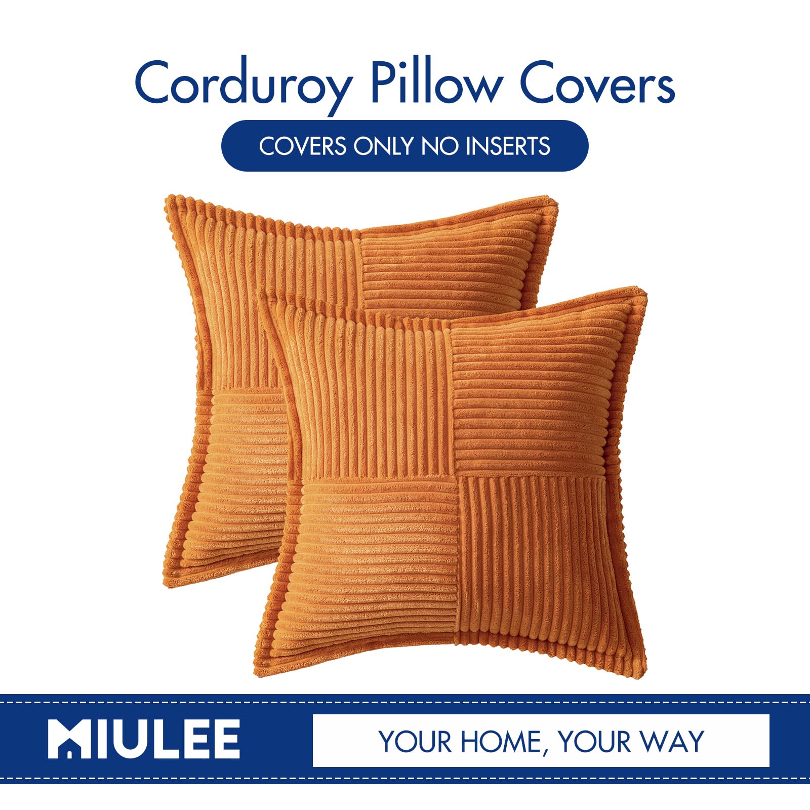 MIULEE Fall Burnt Orange Decorative Throw Pillow Covers 18x18 Inch 2 Pack