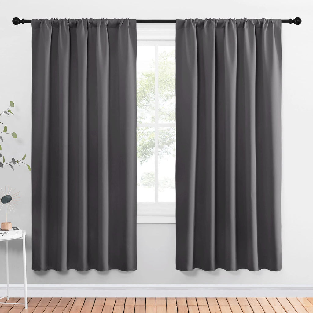 NICETOWN Blackout Curtain Panels for Window - Thermal Insulated Rod Pocket Blackout Drapes/Draperies for Dining Room (2 Panels, W52 x L72 inches, Grey)