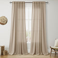 Nanspring Sepia Beige Linen Curtains 84 Inch Length 2 Panels Set for Living Room Rustic Farmhouse Decor Light Filtering Semi Sheer Curtain Back Tab Neutral Modern Drapes for Bedroom Office 52x84