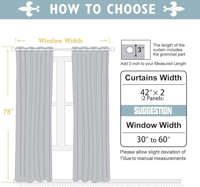 ChrisDowa Blackout Curtains for Bedroom and Living Room 78 Inches Long