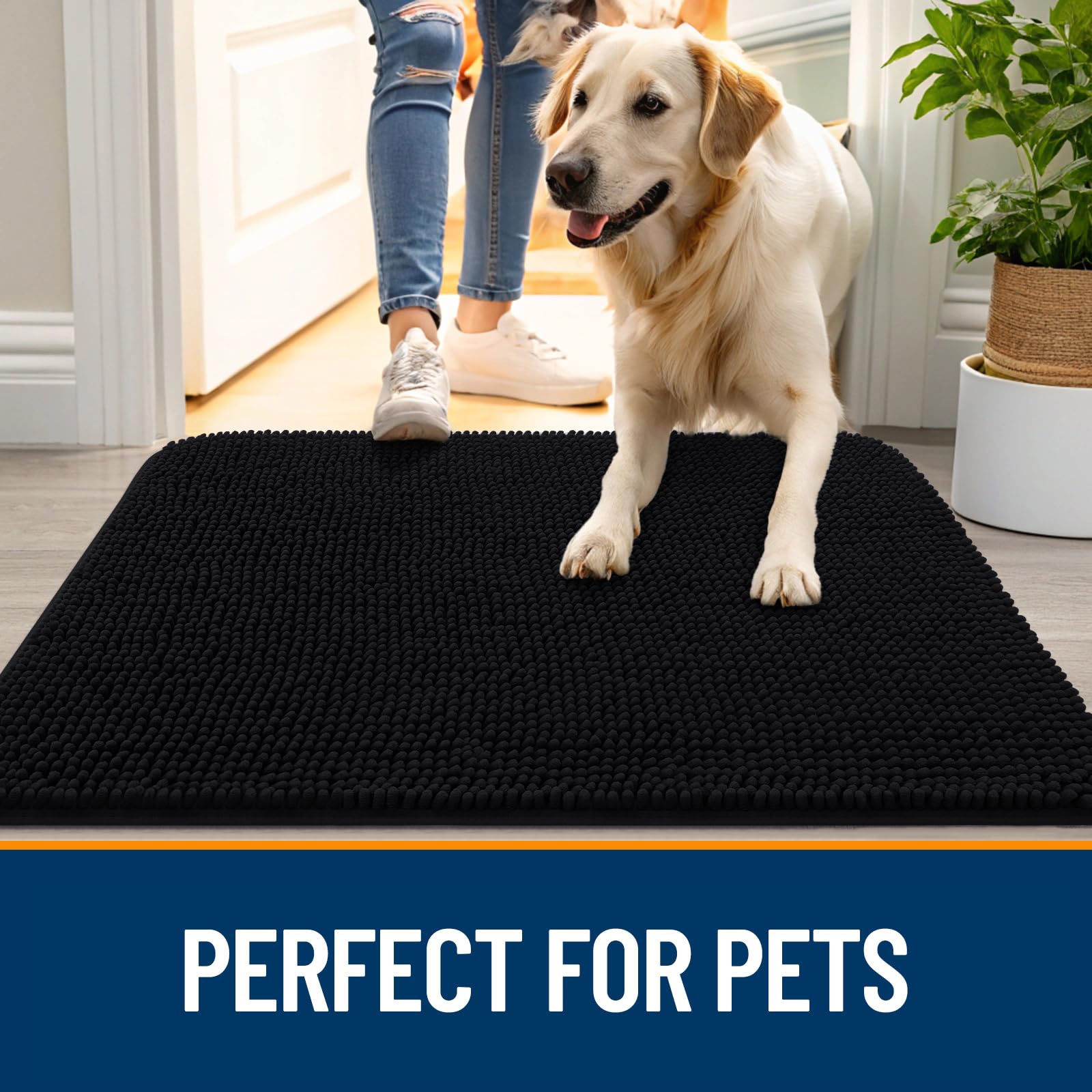 OLANLY Dog Door Mat for Muddy Paws 70x35, Super Absorbent Chenille Mud Mat