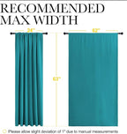 NICETOWN Peacock Blue Blackout Curtains Panels for Window, Thermal Insulated Rod Pocket Blackout Drapes/Draperies for Living Room (2 Panels, W62 x L63 inches)