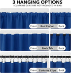 Deconovo Blackout Curtains, Thermal Insulated, W52 x L63 2 Panels, Back Tab, Machine Washable, Room-Darkening Drapes for Bedroom/Living Room Royal Blue