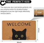 UINI Door Mat Cat Welcome Mat, Black Cat with Green Eyes Doormat, Non-Slip Cat Welcome Mats for Front Door, Outside Entrance, Resist Dirt, 17" x 30"