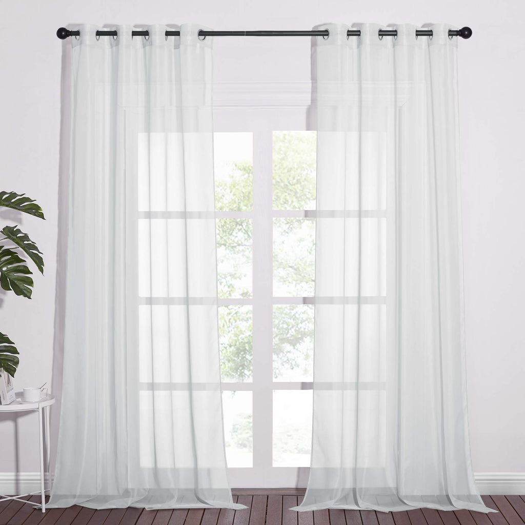 NICETOWN Soft Voile Sheer Curtains for Bedroom, Grommet Elegant Lightweight Window Drapes Airy & Breathable for Farmhouse/Living Room, 2 Panels, Light Grey, W54 x L90