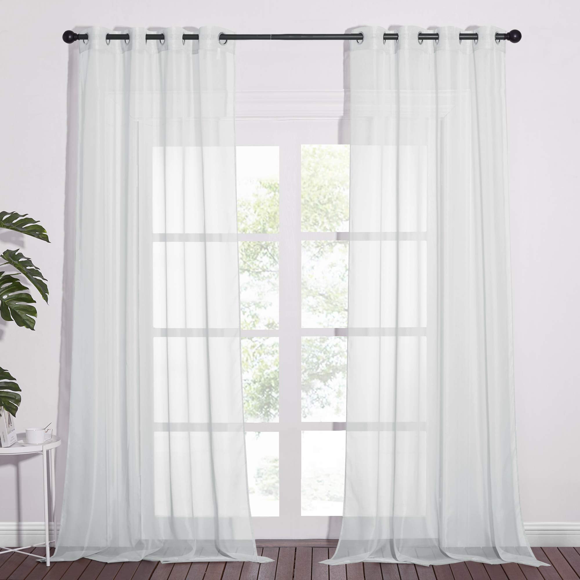 NICETOWN Soft Voile Sheer Curtains for Bedroom, Grommet Elegant Lightweight Window Drapes Airy & Breathable for Farmhouse/Living Room, 2 Panels, Light Grey, W54 x L90