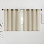 NICETOWN Angora Linen Kitchen Curtains 36 inch Length, Decorative Thick Flax Small Window Treatments Privacy Assured with Light Filtering for Bedroom/Bathroom, W55 x L36, 2 Panels