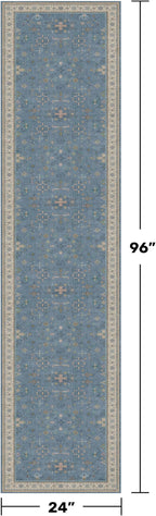 Hazo Haus Light Blue 2x8 Long Washable Runner for Hallway - Boho Non Slip Door Mats Indoor Entrance, Vintage Floral Runner Rugs for Kitchen Non Skid, Low Pile & Soft Indoor Décor