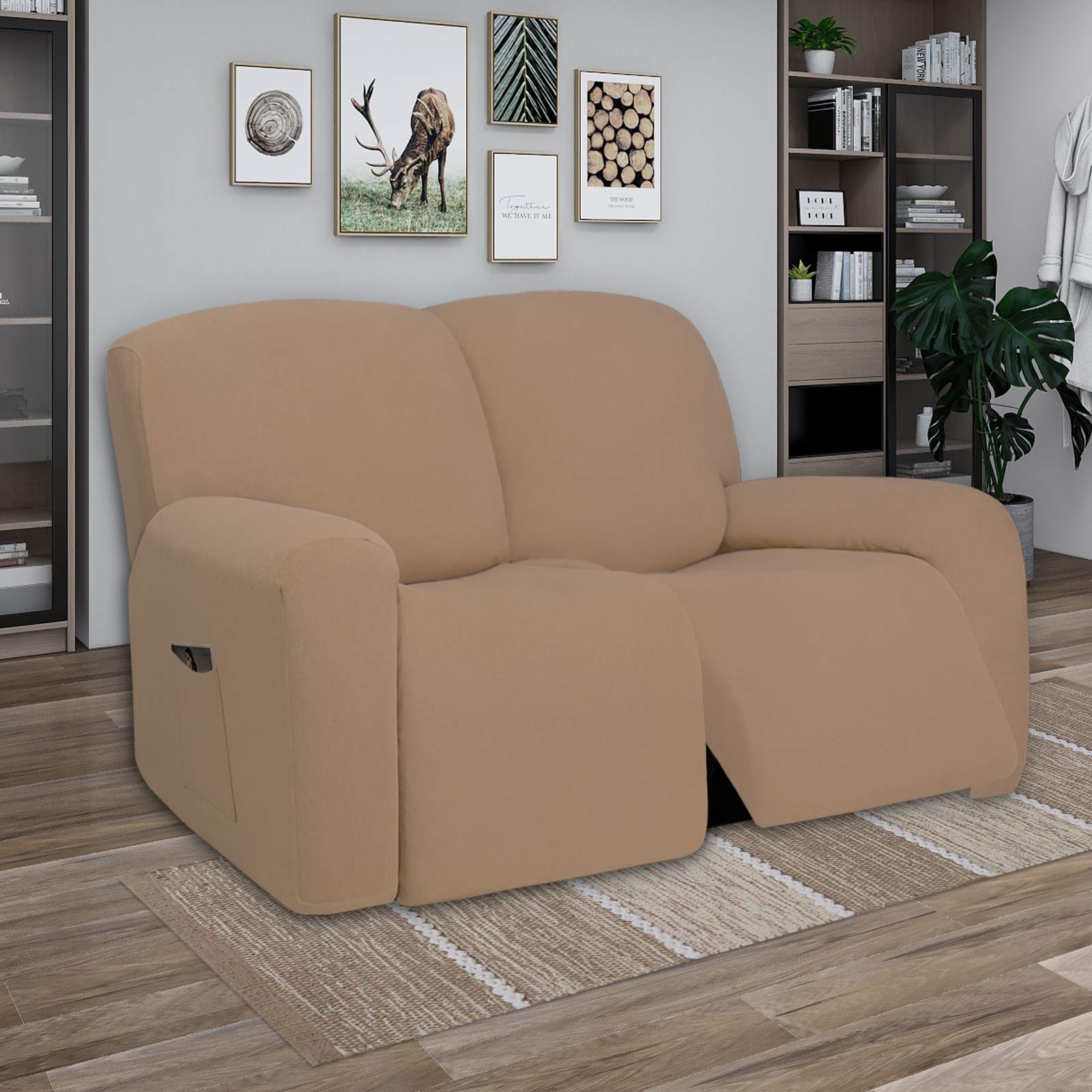 PureFit Super Stretch Loveseat Recliner Sofa Couch Cover with Pocket