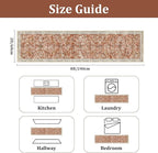 Yamaziot Washable Runner Rug 2x8 – Non Slip Boho Floral Hallway Runner Rug with Rubber Backing, Low Pile Wool Distressed Carpet for Kitchen, Laundry, Bedroom, Entrance, Brick-red
