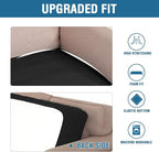 H.VERSAILTEX Super Stretch Individual Seat Cushion Covers Sofa Covers Couch Cushion Covers Slipcover Sets Thick Jacquard Textured Twill Fabric (1 Piece Sofa Cushion Cover, Black)