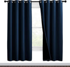 NICETOWN Moroccan Blue Full Shade Curtain Panels, Pair of Thermal Insulated & Energy Efficiency Blackout Drapes for Living Room Windows, Lined Silky Performance Window Dressing (46" Wide x 72" Long)