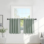PONY DANCE Curtains Light Block - Thermal Insulated Back Tab Draperies Energy Saving/Short Window Covering for Bedroom Bay Windows, 42 Wide by 36 inch Drop, Sage Green, 2 Panels