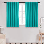 Deconovo Blackout Curtains, Thermal Insulated, W52 x L45 2 Panels, Back Tab, Machine Washable, Room-Darkening Drapes for Bedroom/Living Room Turquoise