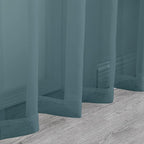 Chyhomenyc Dusty Blue Sheer Curtains 36 inch Length 2 Panels, Light Filtering Voile Short Window Curtians for Bathroom Small Windows, 42Wx36L inches,Stone Blue