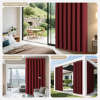 Joydeco Blackout Patio Sliding Door Curtains 72 Inches Long, Grommet Privacy Room Divider Curtains, Extra Wide Thermal Blackout Drapes for Bedroom Living Room (Burgundy Red, 60Wx72L, 1 Panel)