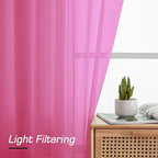 Simplebrand Hot Pink Sheer Curtains 96 Inches Long, Light Filtering Rod Pocket Solid Color Window Sheer Curtain Panels, Elegant Curtains & Drapes for Living Room, Bedroom 2 Panels 42" W x 96" L
