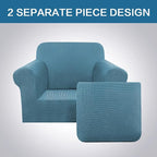 H.VERSAILTEX 2-Pieces Armchair Cover Chair Slipcovers with Arms Furniture Protector Cover Fit Armchair Width Up to 47 Inch, Jacquard Spandex Couch Covers Armchair Slipcover - Storm Blue, Chair