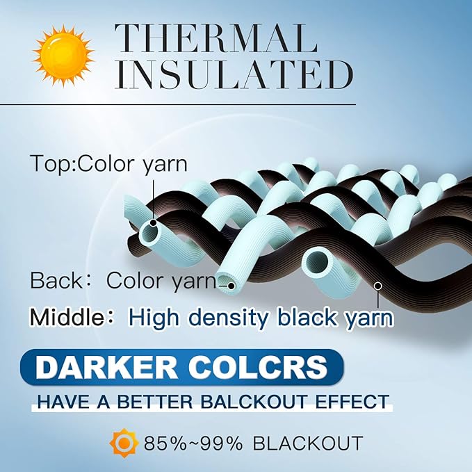 Yakamok Room Darkening Curtains 52x72 inch Length Sky Blue-Living Room