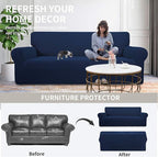 Easy-Going Stretch Oversized Chair Sofa Slipcover 1-Piece Couch Sofa Cover Furniture Protector Soft with Elastic Bottom for Kids Spandex Jacquard Fabric Small Checks Navy