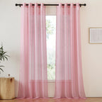 NICETOWN Pink Sheer Curtains for Living Room, Grommet Lightweight Gauzy Textured Sheer Panels Light Filtering Window Treatment for Girls Room, W54 x L108, 2 Panels