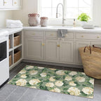 Front Door Mat Indoor Entrance - 2x4.3 Ft Spring Washable Layered Doormat Outdoor Entrance Porch Rug Non-Slip Sage Green Beige Floral Runner Rug for Kitchen Bedroom Laundry Room Porch Decor