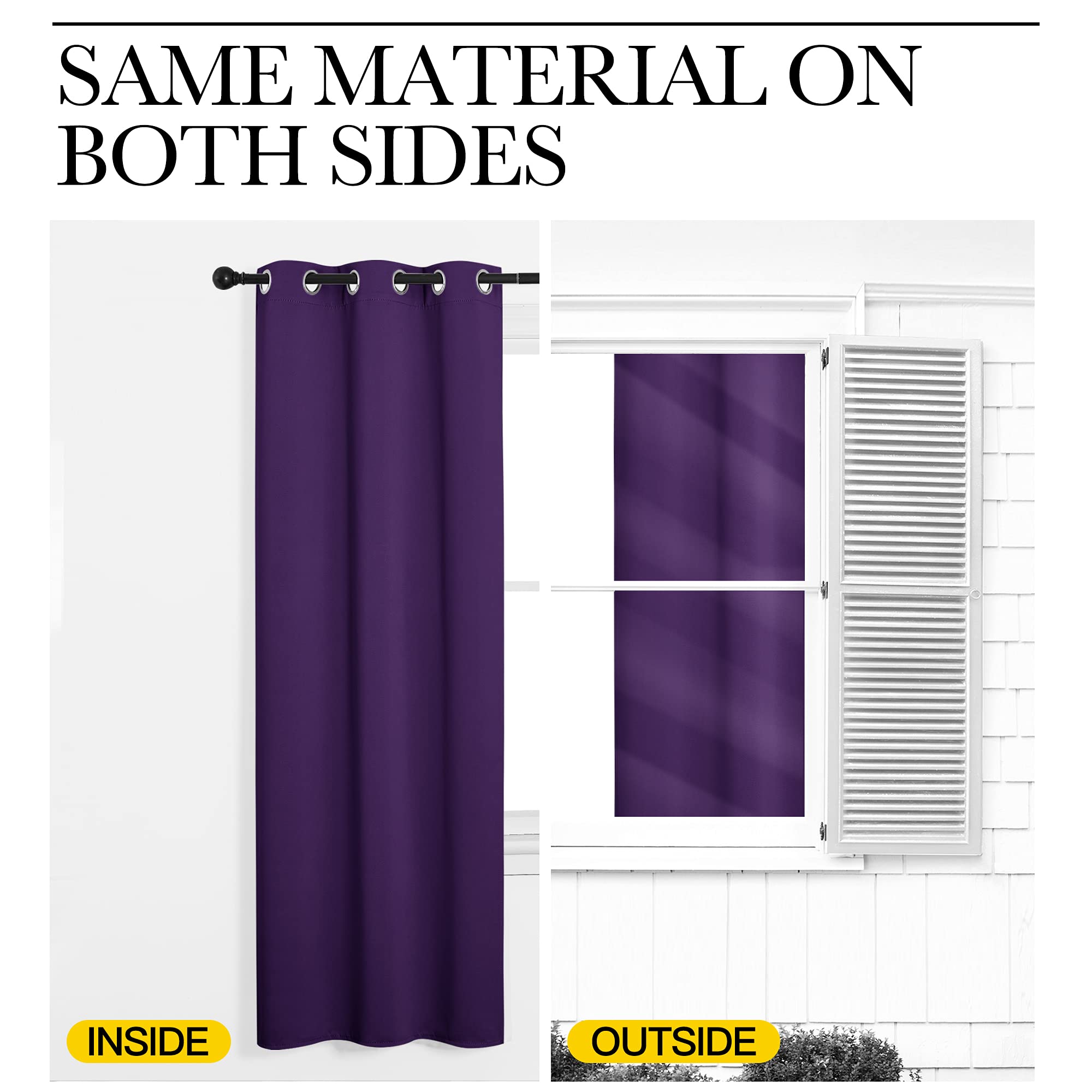 NICETOWN Purple Blackout Curtains 96 inches Long, Niose Reducing and Thermal Insulated Room Darkening Curtains for Girls Bedroom Living Room Window Decoration (55 inches Wide, 2 Panels)