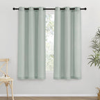 NICETOWN Thick Linen Blend Curtains Flax Textured for Bedroom, Rustic Grommet Semi Sheer Privacy Added Window Curtains & Drapes Light Filtering for Nursery, Sage Green, W42 x L63, Set of 2