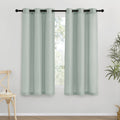 NICETOWN Thick Linen Blend Curtains Flax Textured for Bedroom, Rustic Grommet Semi Sheer Privacy Added Window Curtains & Drapes Light Filtering for Nursery, Sage Green, W42 x L63, Set of 2