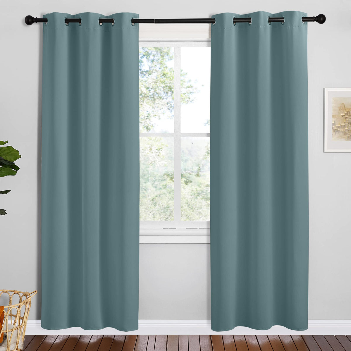 NICETOWN Navy Blackout Curtains for Kid's Room 42" Wide x 78" Long 2 Panels