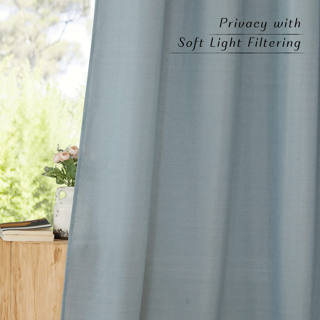 NICETOWN Linen 36 inch Curtains for Kitchen Window, Grommet Thick Flax Linen Stone Blue Small Window Treatments Privacy Assured with Light Filtering for Cafe/Kids Room, W42 x L36, 2 Panels