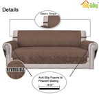 Easy-Going Reversible Oversized Couch Cover for 3 Cushion Couch Sofa Cover for Dogs Water Resistant Furniture Protector Cover with Foam Sticks for Pet (Oversized Sofa, Brown/Brown)