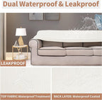Easy-Going 100% Waterproof Couch Cover, Dual Waterproof Sofa Cover, Stretch Jacquard Sofa Slipcover, Leakproof Furniture Protector for Kids, Pets, Dog and Cat (Sofa, Cream)