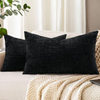 decorUhome Textured Chenille Throw Pillow Covers 20x20 Set of 2 Pink