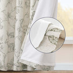jinchan Floral Curtains Lined Linen Blend Curtain for Living Room 63 Inch Length Grey Farmhouse Curtains French Country Flower Gray Patterned Curtain Drapes Back Tab Rod Pocket 2 Panels