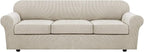 H.VERSAILTEX 4 Piece Stretch Sofa Covers for 3 Cushion Couch Covers for Living Room Furniture Slipcovers (Base Cover Plus 3 Seat Cushion Covers) Thicker Jacquard Fabric (XL Sofa, Island Fossi)