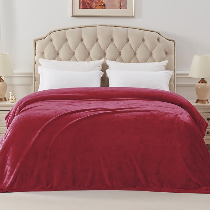 Exclusivo Mezcla Soft Fleece Blanket Twin Size for Bed, Deep Red