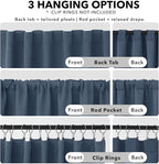 Deconovo Blackout Curtains, Thermal Insulated, W52 x L84 2 Panels, Back Tab, Machine Washable, Room-Darkening Drapes for Bedroom/Living Room Stone Blue
