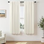 Pitalk 72 Inch Curtains for Living Room Black Out Linen Back Tab Loops Room Darkening Blackout Thermal Insulated Curtain for Bedroom 72 Inch Length 2 Panels Set Cream Ivory Off White Wide 38 x 72 Long