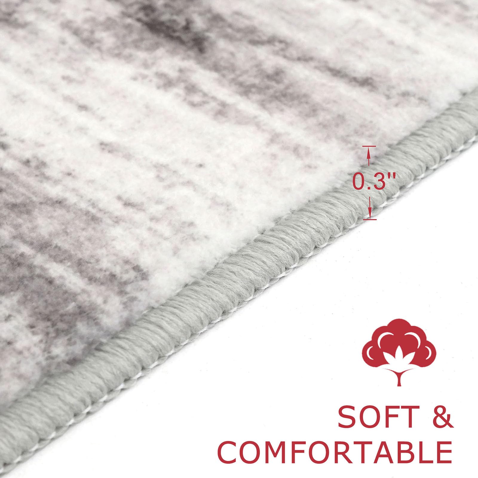KOZYFLY Modern Abstract Hallway Runner, 2x12 Washable Rug Runner Non-Slip Soft Striped Kitchen Runner Rug, Grey/Light Beige/Brown Print Carpet for Entryway Bathroom