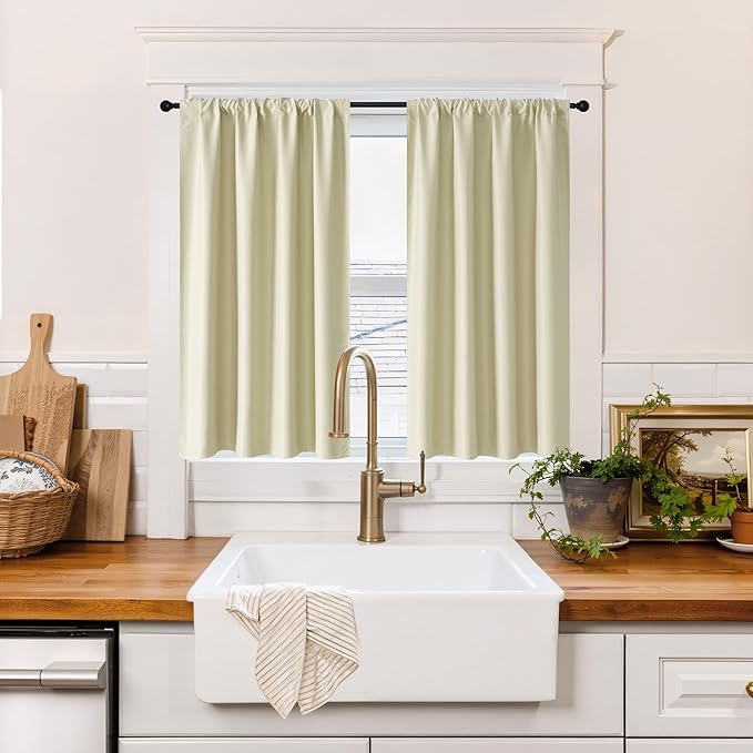 RYB HOME 100% Blackout Short Curtains for Small Window, Thermal Insulated