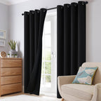 SimpleHome Black 100% Blackout Curtains Room Darkening Living Room 84 Inch