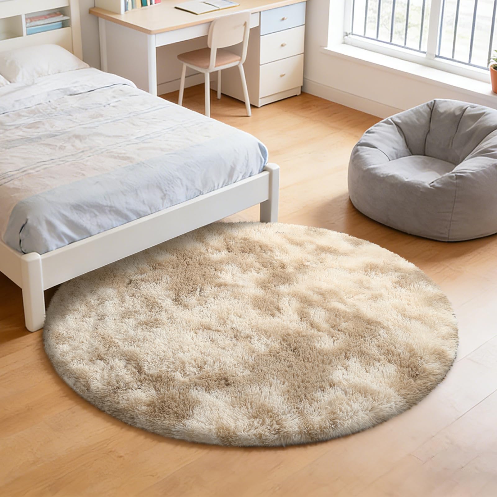 Fluffy Round Rug,Small Area Rugs,Shaggy Rugs 6'X6' for Living Room