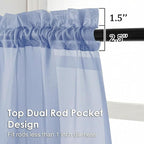 OVZME Sheer Curtains 84 Inches Long 2 Panels Set, Light Filtering Transparent Lightweight Soft Window Treatment Panels for Study Room Living Room Guest Room, Each 42W x 84L Inches, Demin Blue