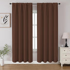 CUCRAF Brown Blackout Curtains 72 inch Length 2 Panels Set, Rod Pocket Room Darkening Drapes for Bedroom Living Room, Insulated Thermal Light Blocking Window Curtain (W52 x L72 Inch)